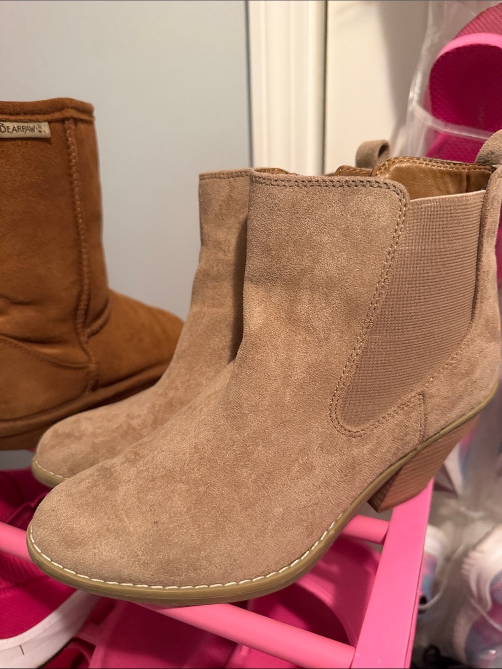 Suede Chelsea Ankle Booties - Taupe